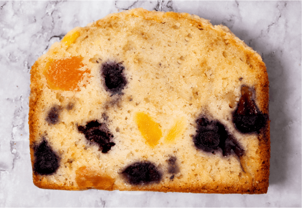 Blueberry Apricot Pound Cake Slice